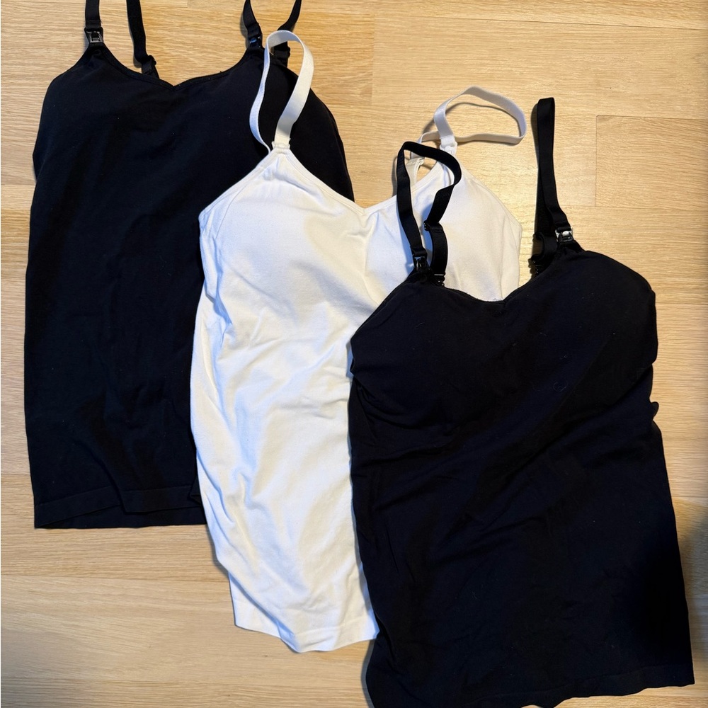 Women's 3 pk Black and White Nursing Tank Tops